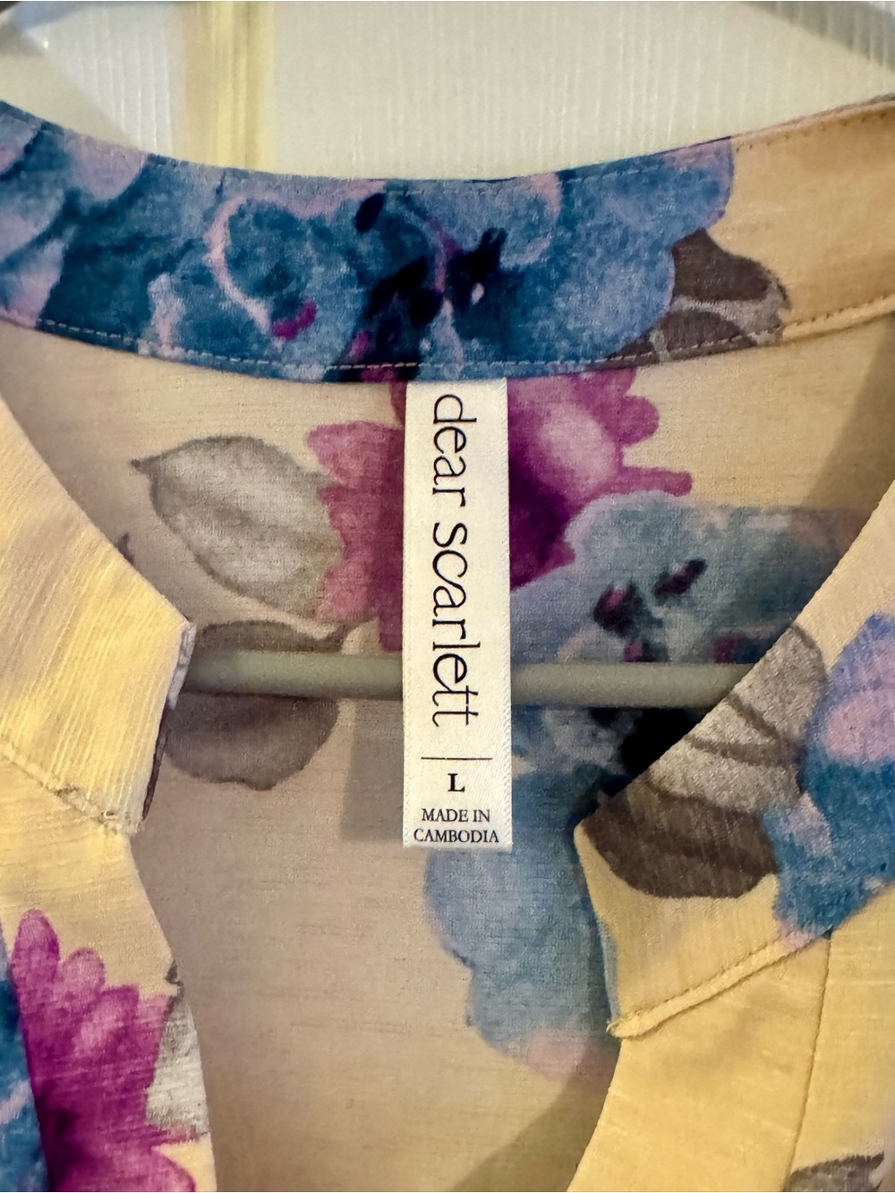Dear Scarlett Floral Top in Cream with Blue & Purple Blooms - Picture 2 of 6